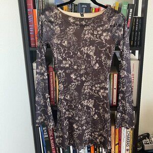 UO Motel Sevila Mesh Long Sleeve Mini Dress